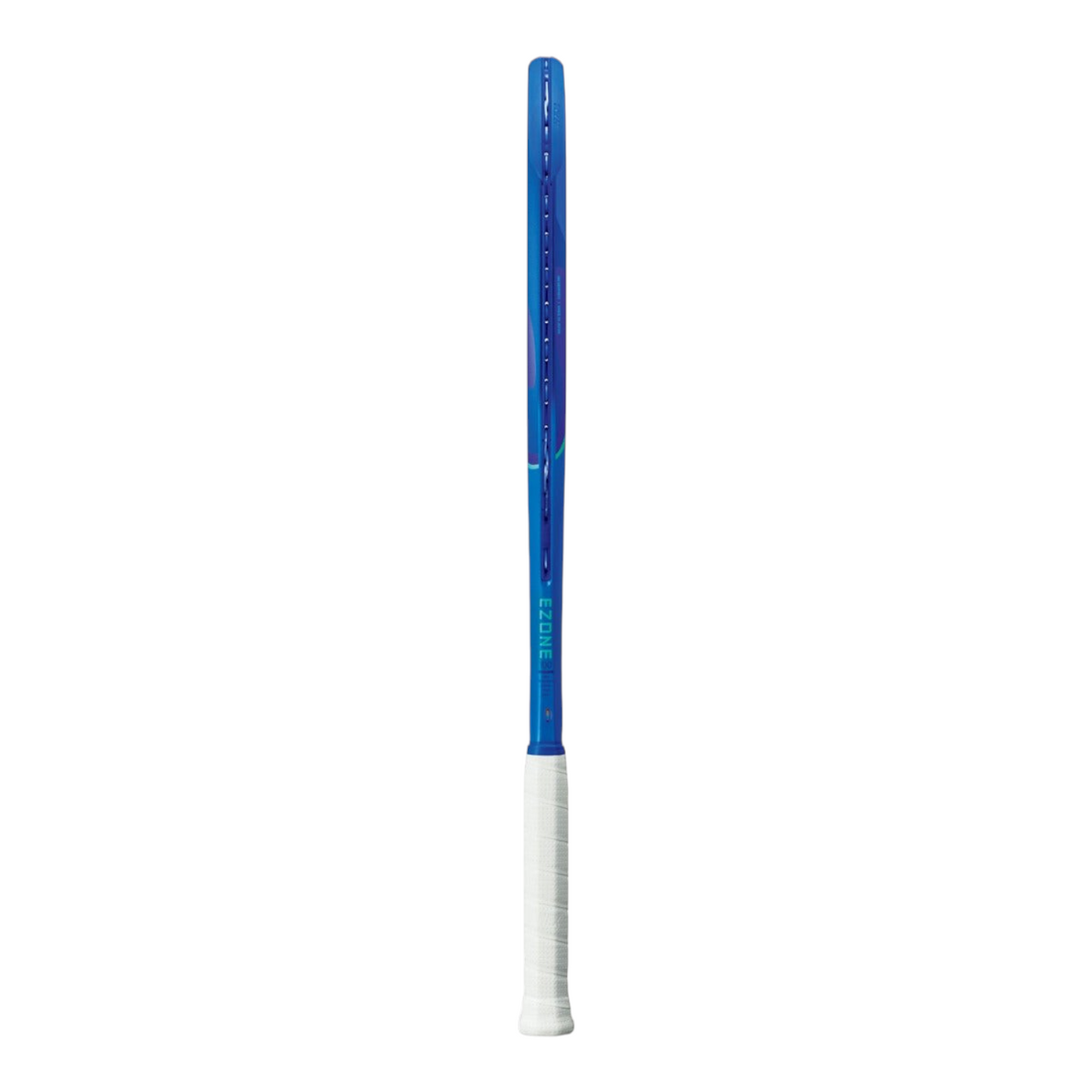 Raqueta de tenis Yonex Ezone 100 2025 Blast Blue de Radach Sports vista de perfil con empuñadura blanca