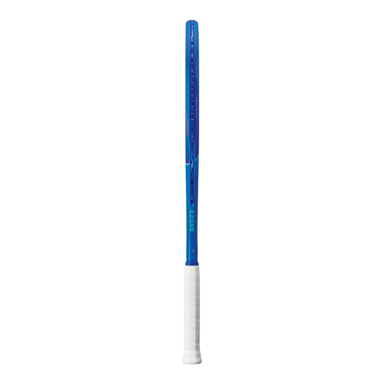 Raqueta de tenis Yonex Ezone 100 2025 Blast Blue de Radach Sports vista de perfil con empuñadura blanca