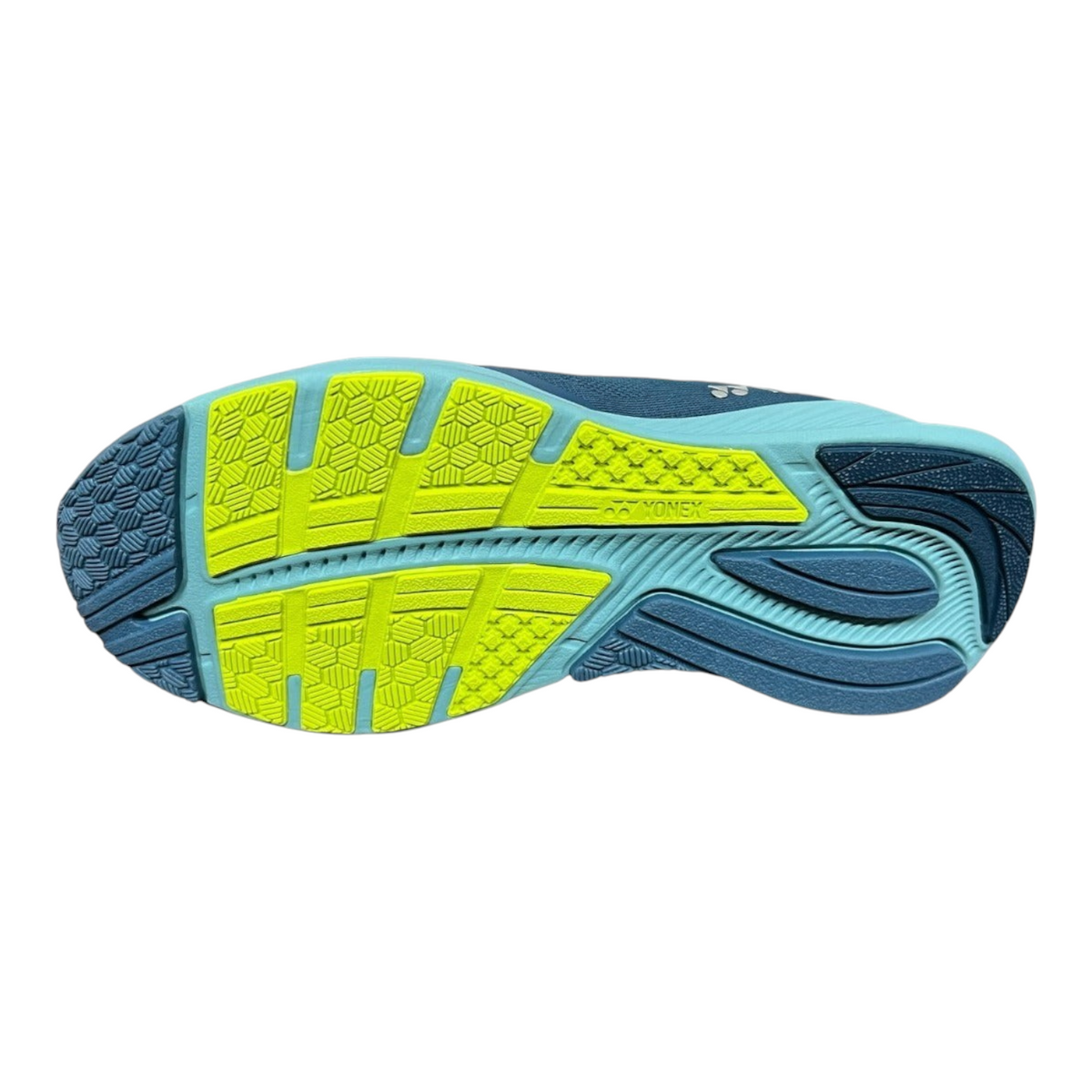 Suela de tenis Radach Sports Yonex Saferun Fitjog en color azul y amarillo con diseño antideslizante de alto agarre